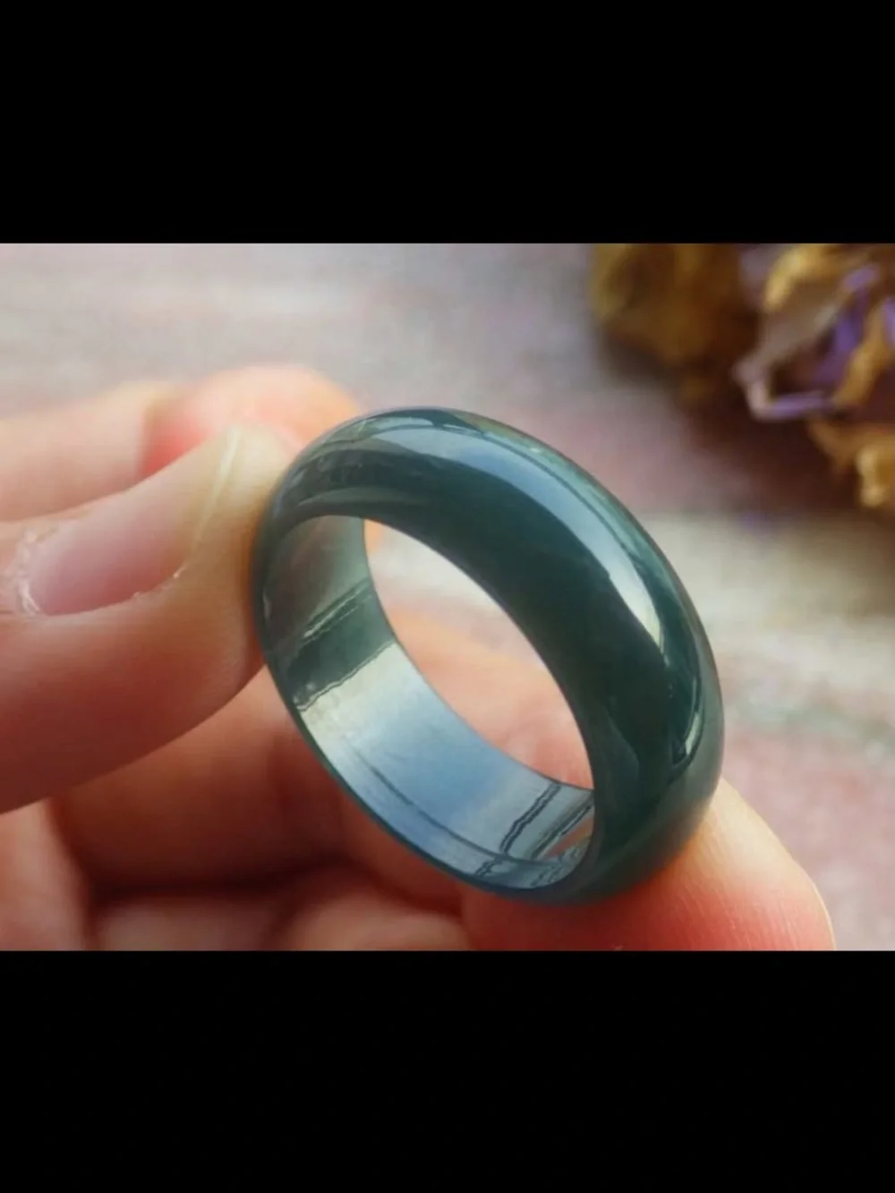 Certificate Jadeite Jewelry Jade luck dark Green Ring Size9